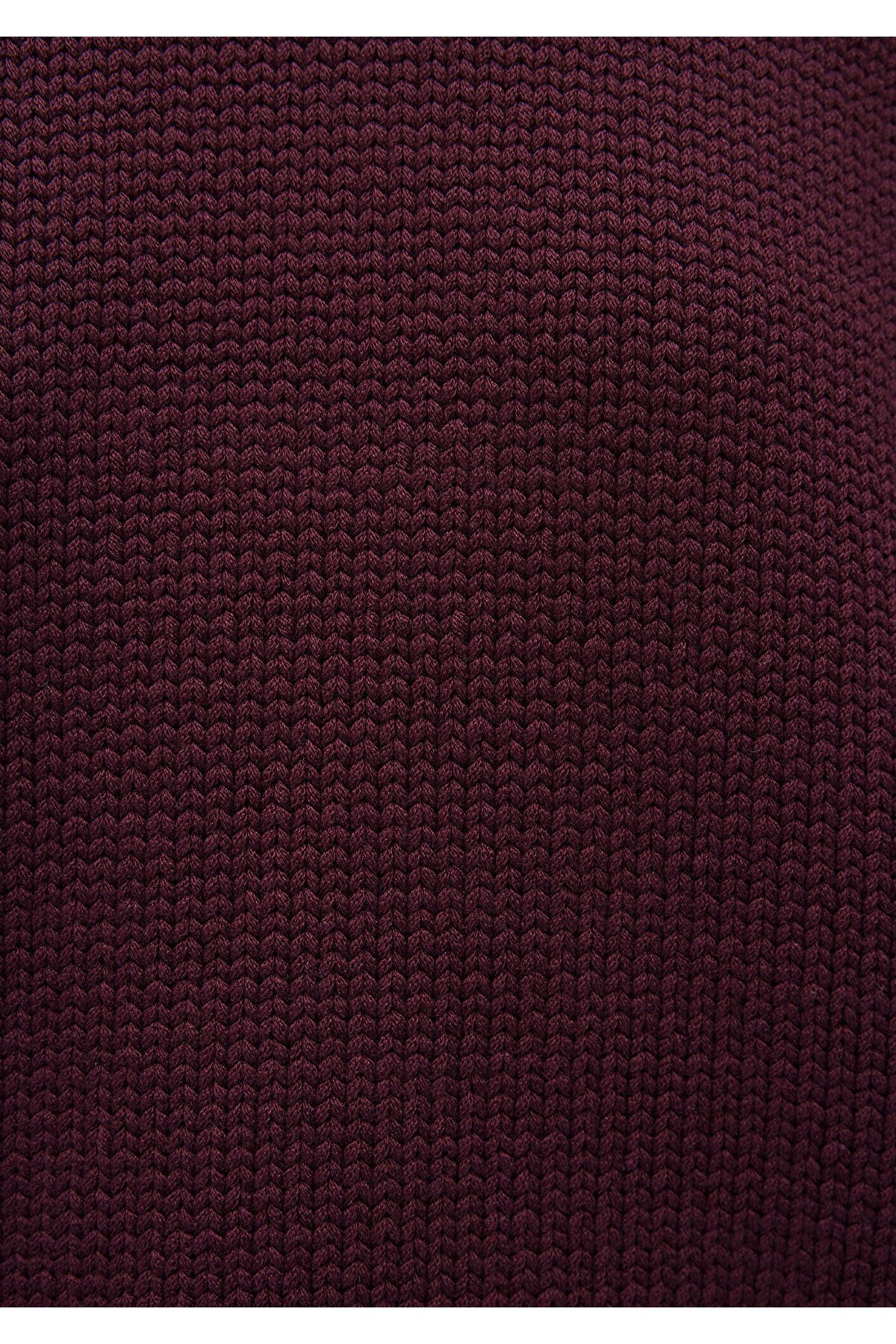 Bisiklet Yaka Bordo Kazak Oversize / Geniş Kesim 1710516-70434