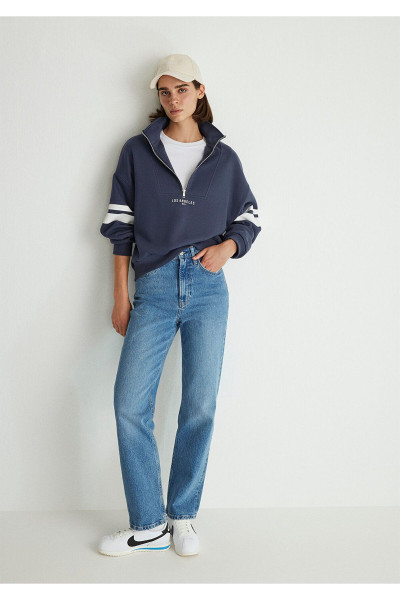 Yarı Fermuarlı Lacivert Sweatshirt 1S10171-70487 Yarı Fermuarlı Lacivert Sweatshirt 1S10171-70487
