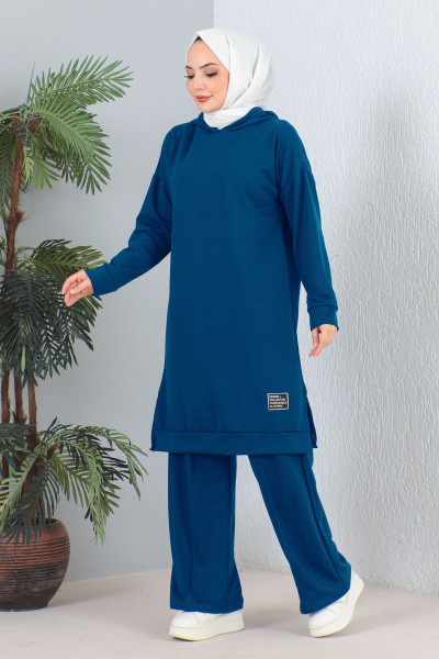Kapüşonlu Uzun iki iplik Takım - İndigo Kapüşonlu Uzun iki iplik Takım - İndigo