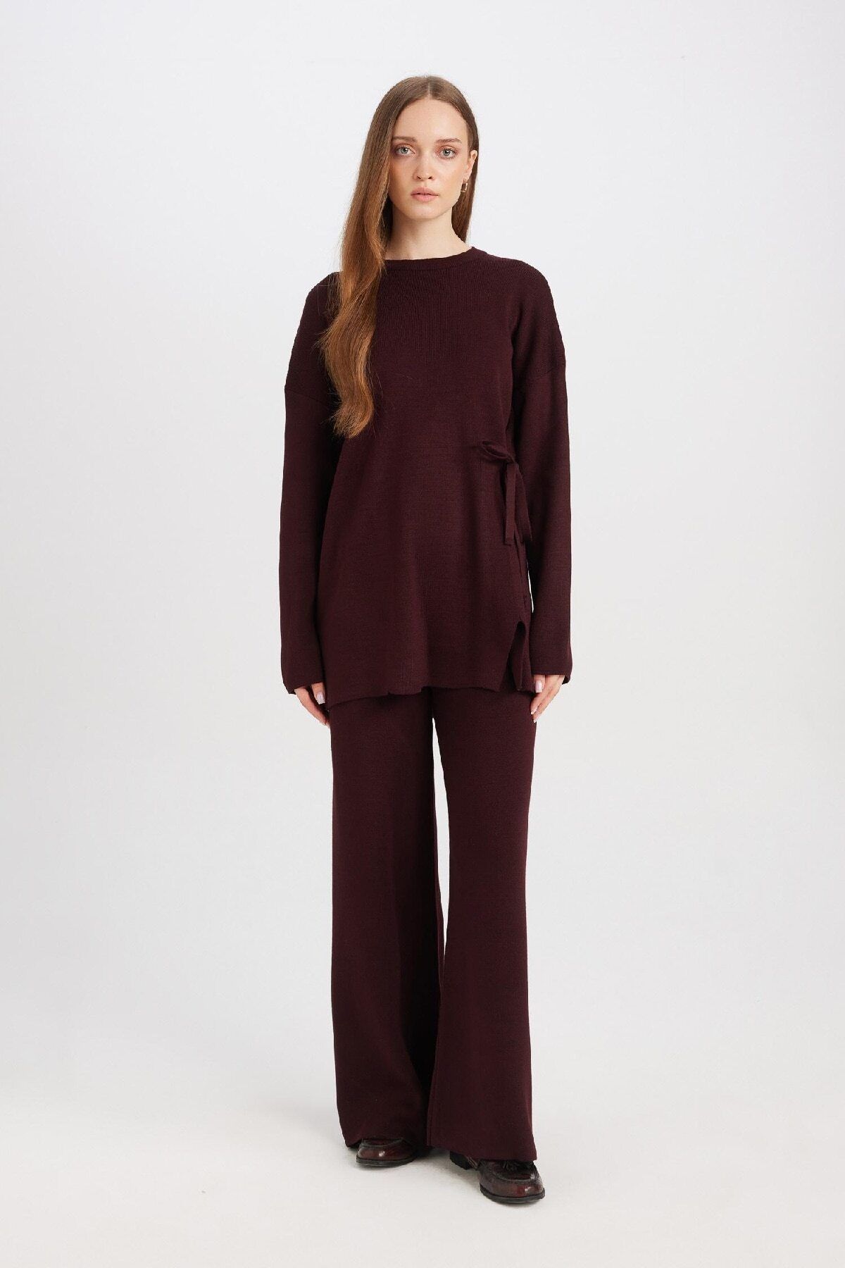 Regular Fit Bisiklet Yaka Bağlamalı Basic Düz Triko Kazak Tunik D7508ax24wn Regular Fit Bisiklet Yaka Bağlamalı Basic Düz Triko Kazak Tunik D7508ax24wn