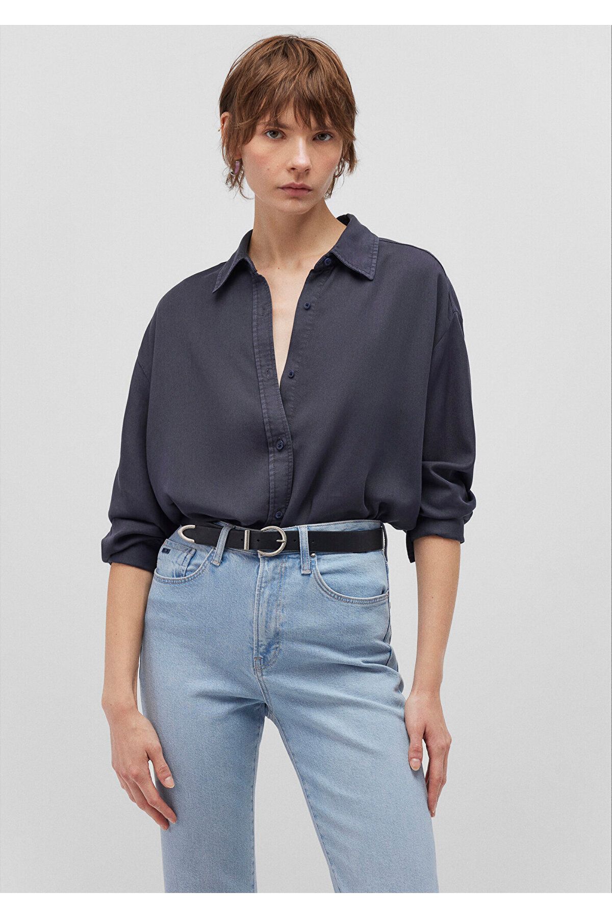 Lux Touch Tencel TM Mavi Lyocell Gömlek Oversize / Geniş Kesim 1210892-85315 Lux Touch Tencel TM Mavi Lyocell Gömlek Oversize / Geniş Kesim 1210892-85315
