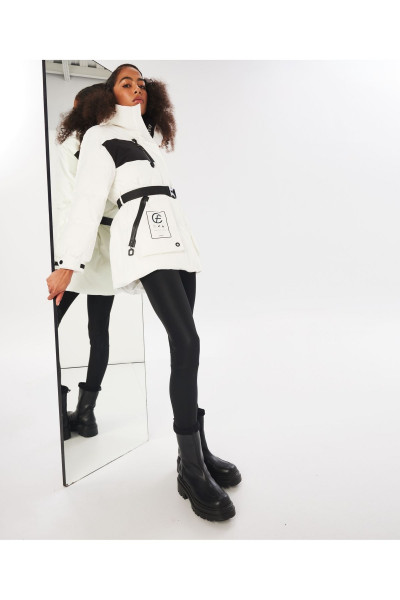 Patch aksesuarlı colorblock mont Patch aksesuarlı colorblock mont