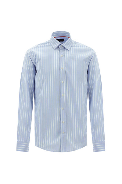 Uzun Kol Slim Fit Dar Kesim Çizgili Pamuklu Gömlek Uzun Kol Slim Fit Dar Kesim Çizgili Pamuklu Gömlek
