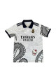 Beyaz Kitty Madrid Dragon Jersey Siyah Düğmeli Yaka T-shirt