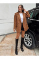 Kadın Süet Kumaş Astarlı Taba Blazer Ceket Kadın Süet Kumaş Astarlı Taba Blazer Ceket