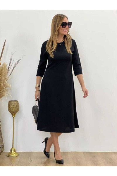 Kadın Uzun Kollu Krep Midi Elbise Kadın Uzun Kollu Krep Midi Elbise
