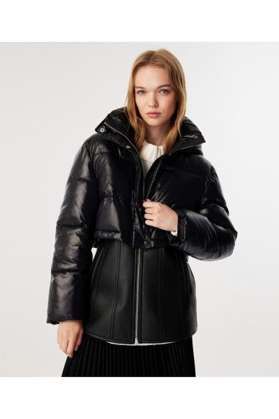 Suni deri mıx puffer mont Suni deri mıx puffer mont
