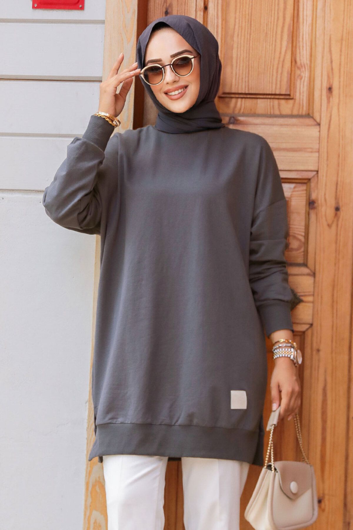 Koyu Füme Tesettür Tunik 30644KFU Koyu Füme Tesettür Tunik 30644KFU