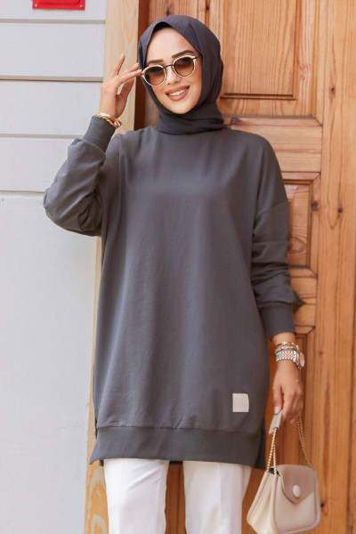 Koyu Füme Tesettür Tunik 30644KFU Koyu Füme Tesettür Tunik 30644KFU