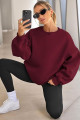 Kadın Bisiklet Yaka Basic Oversize Sweatshirt BORDO