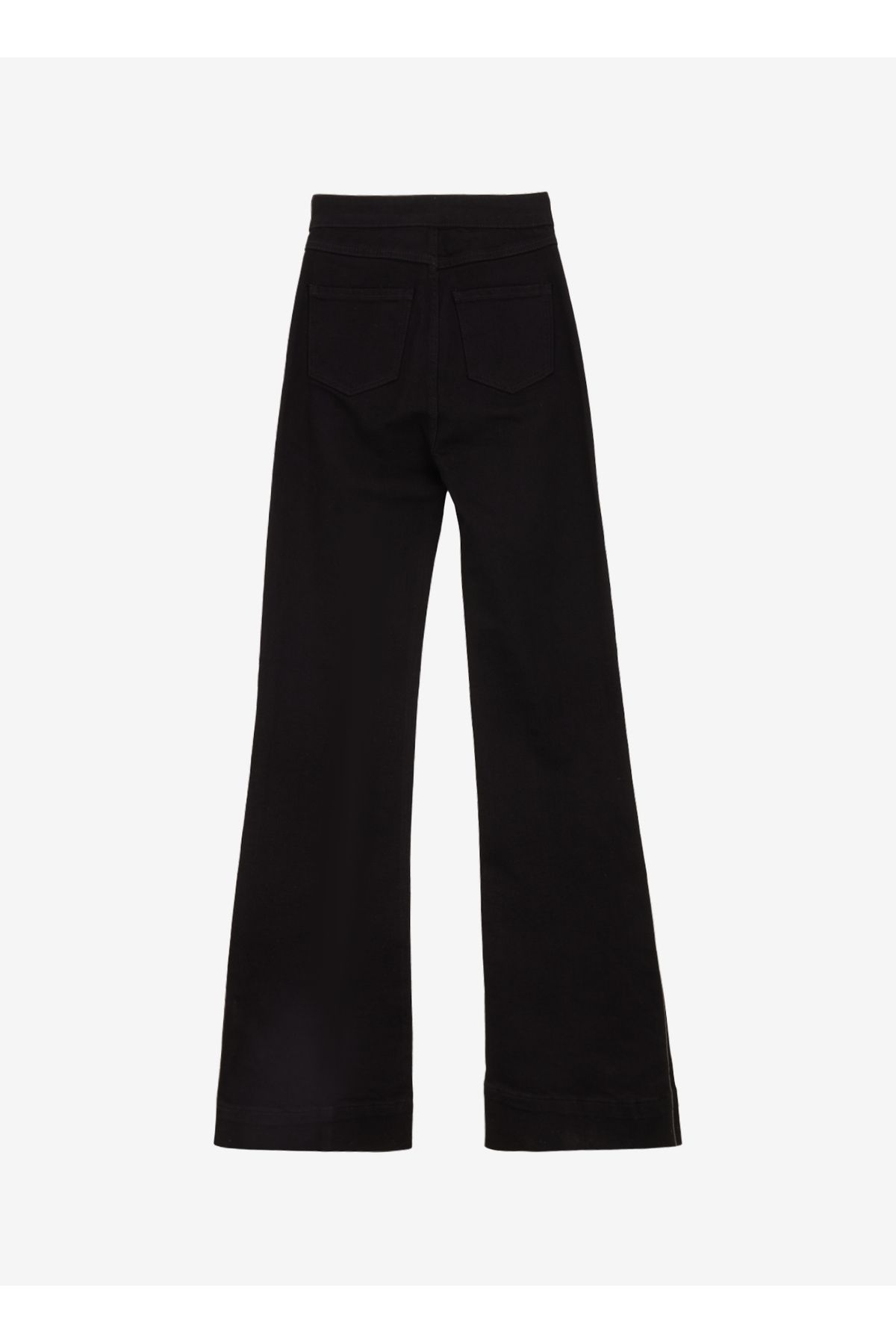 Yüksek Bel Bol Paça Flare Siyah Kadin Denim Pantolon F4WL-PNT0633 Yüksek Bel Bol Paça Flare Siyah Kadin Denim Pantolon F4WL-PNT0633