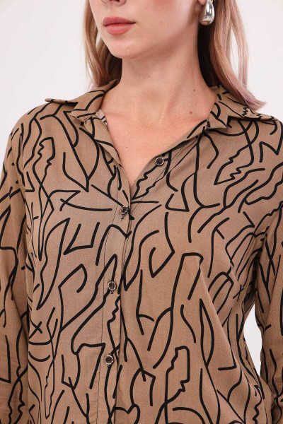 Kadın Vizon Çizgi Desen Uzun Kol Gömlek ARM-20Y001002 Kadın Vizon Çizgi Desen Uzun Kol Gömlek ARM-20Y001002