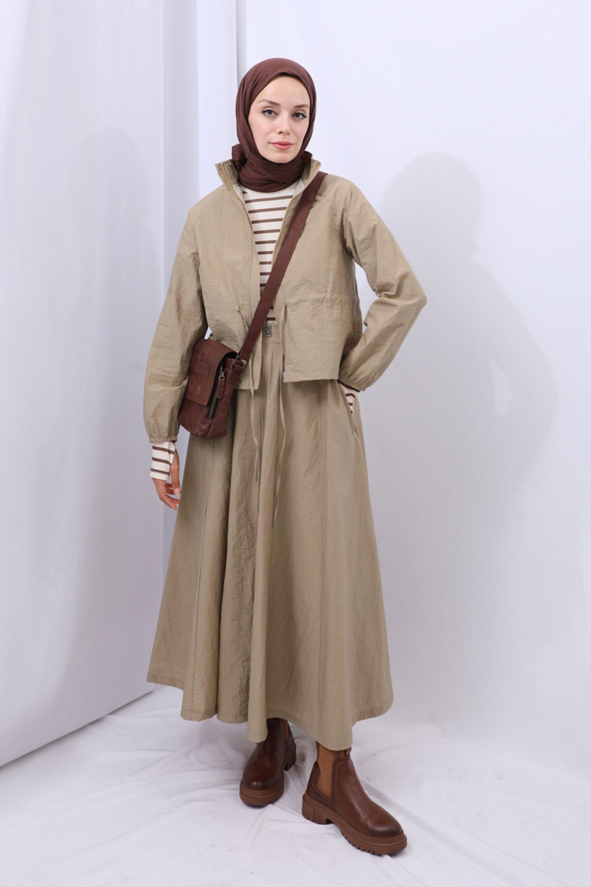 Kloş Paraşüt Etek Takım Camel Kloş Paraşüt Etek Takım Camel