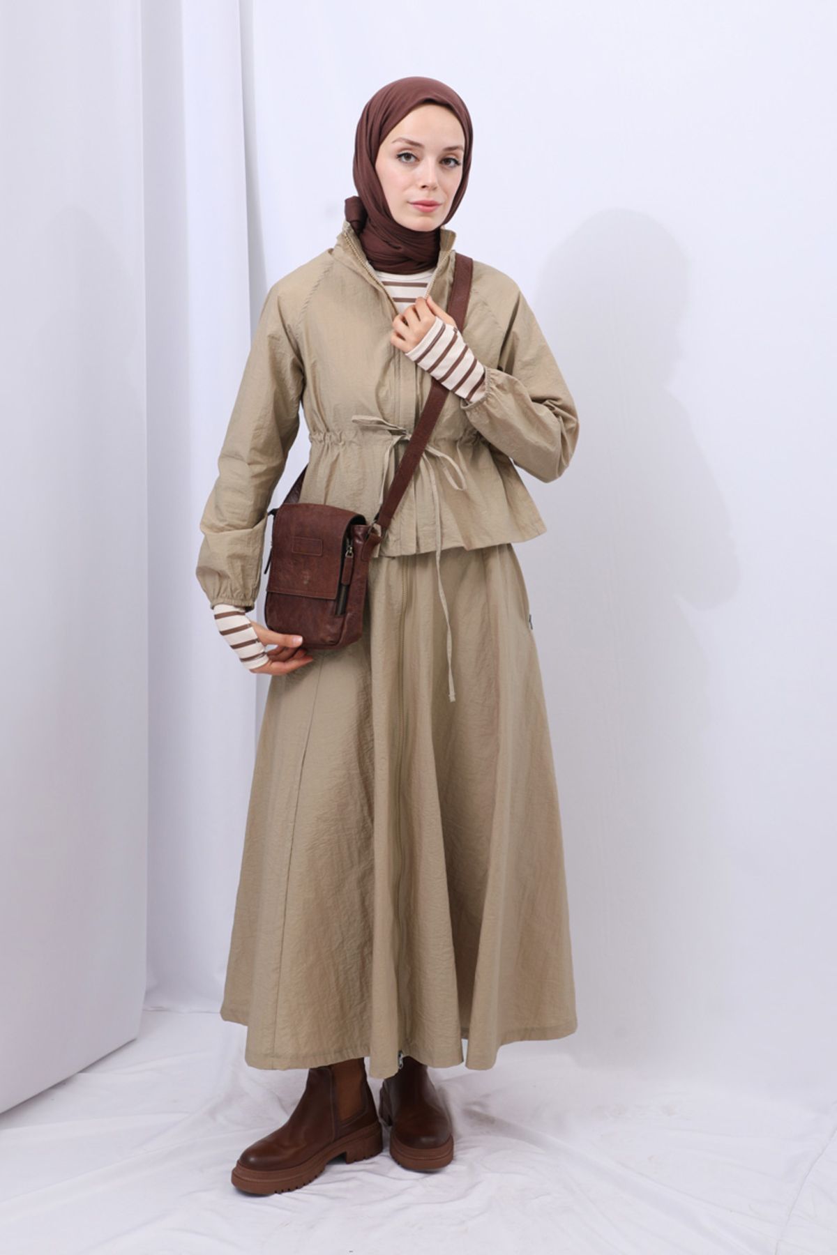 Kloş Paraşüt Etek Takım Camel Kloş Paraşüt Etek Takım Camel