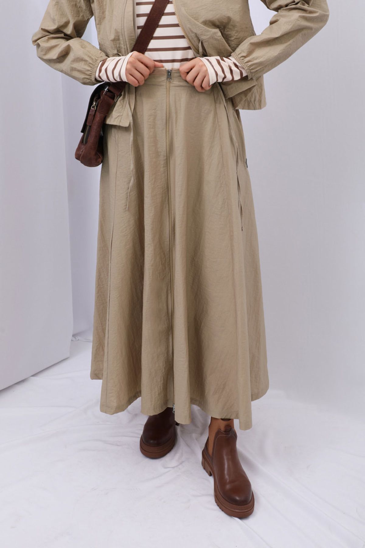 Kloş Paraşüt Etek Takım Camel Kloş Paraşüt Etek Takım Camel