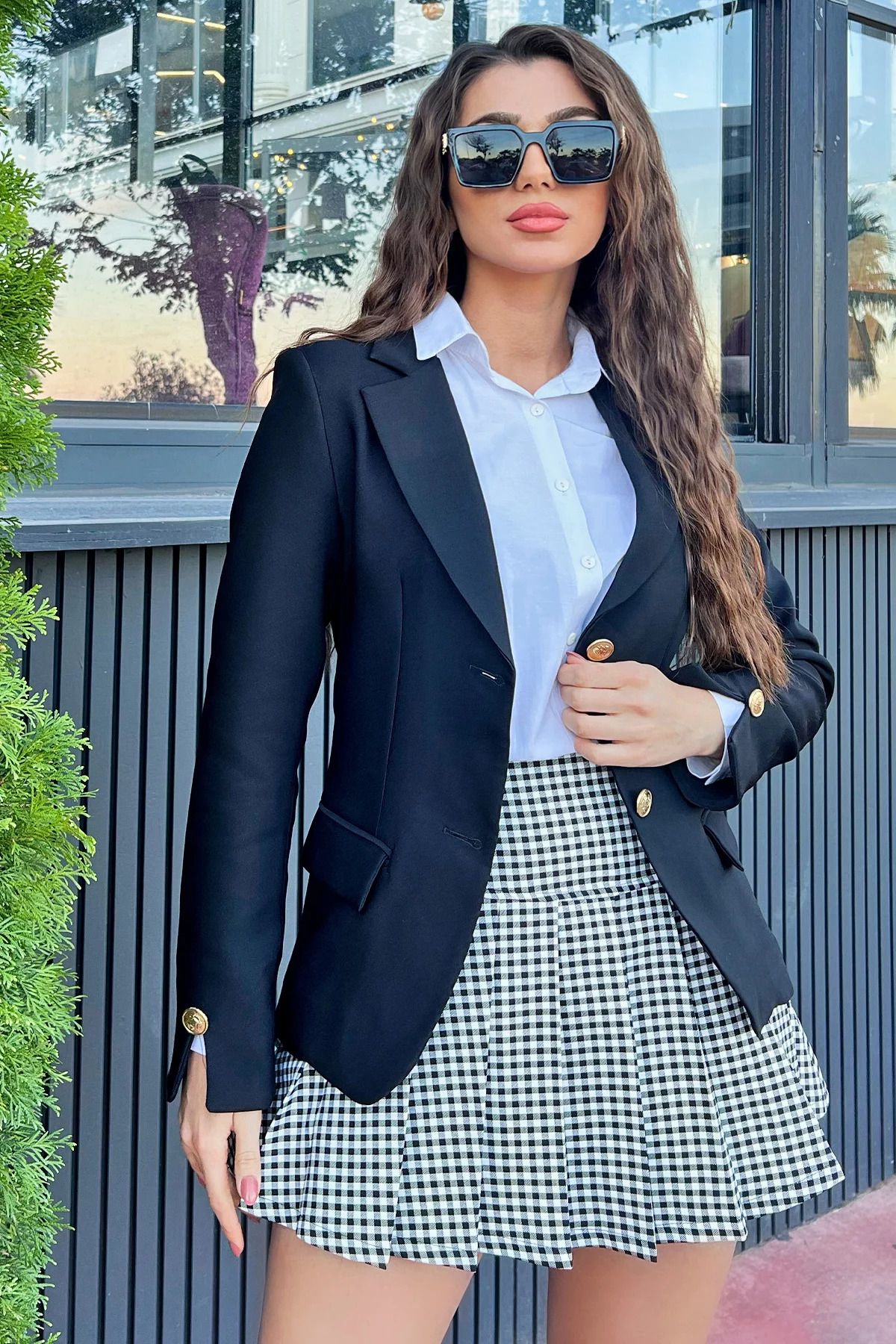 Siyah Kadın Astarlı Kol Ucu Yırtmaçlı Blazer Ceket Siyah Kadın Astarlı Kol Ucu Yırtmaçlı Blazer Ceket