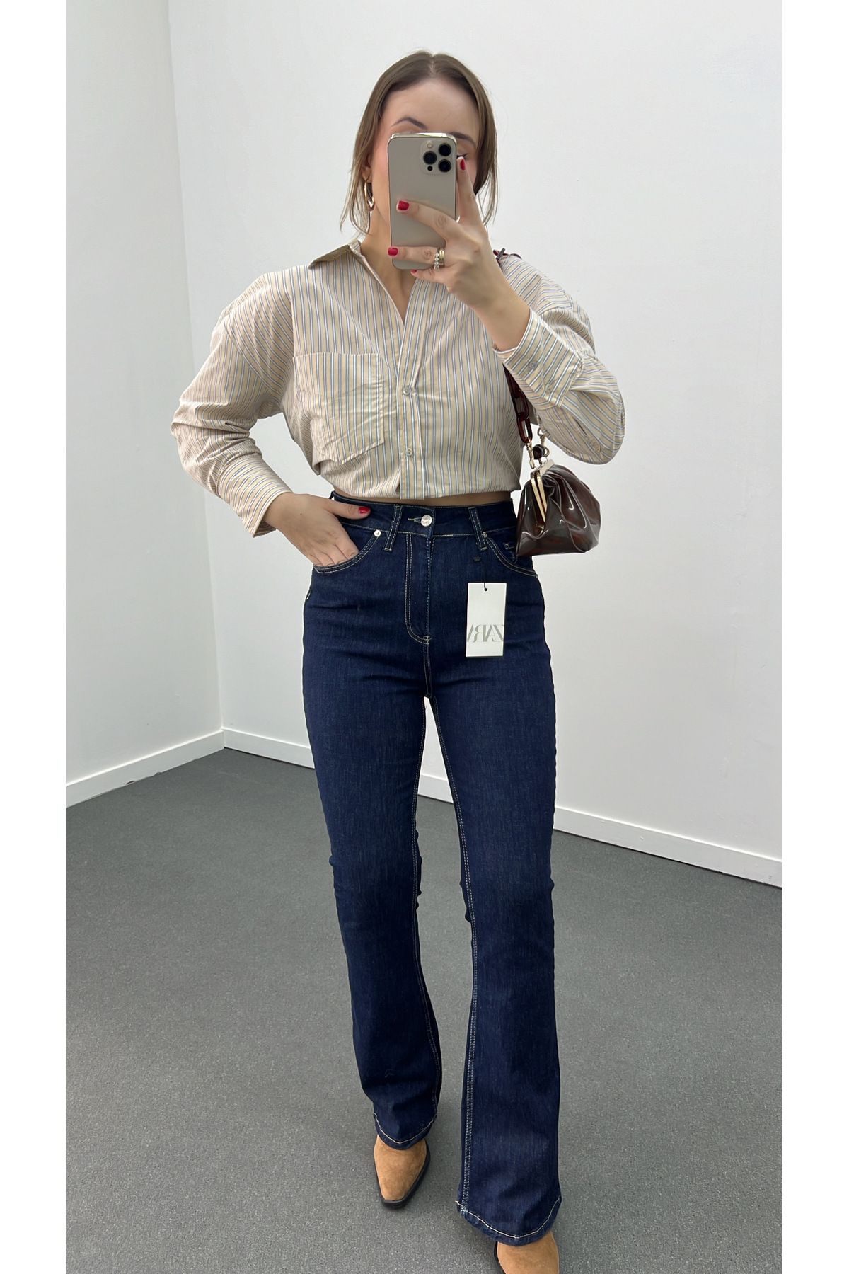 ZR Dark Blue Extra Yüksek Bel Full Likralı Flare Jeans ZR Dark Blue Extra Yüksek Bel Full Likralı Flare Jeans