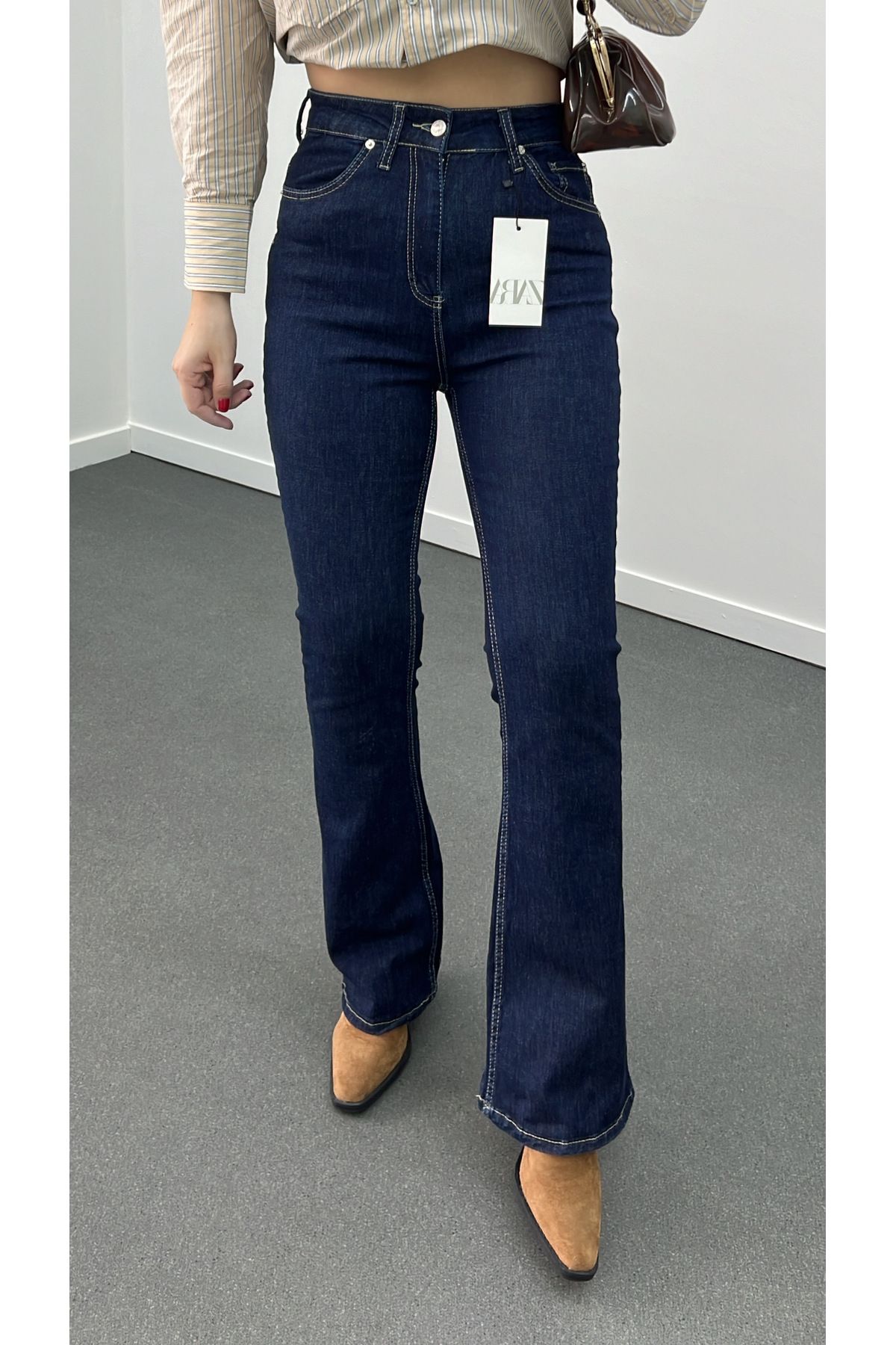 ZR Dark Blue Extra Yüksek Bel Full Likralı Flare Jeans ZR Dark Blue Extra Yüksek Bel Full Likralı Flare Jeans