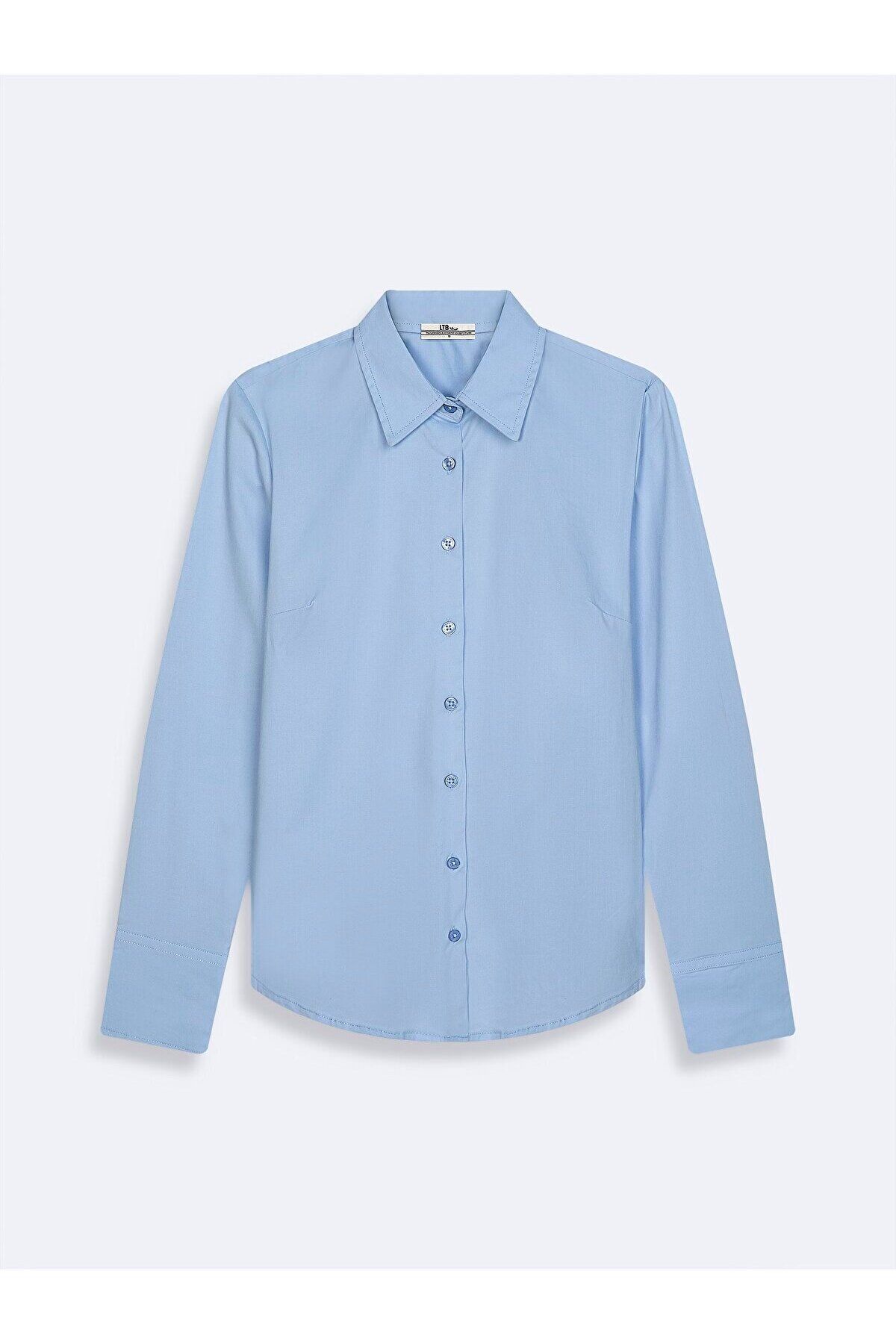Slim Fit Yakası Düğmeli Oxford Mavi Gömlek Slim Fit Yakası Düğmeli Oxford Mavi Gömlek