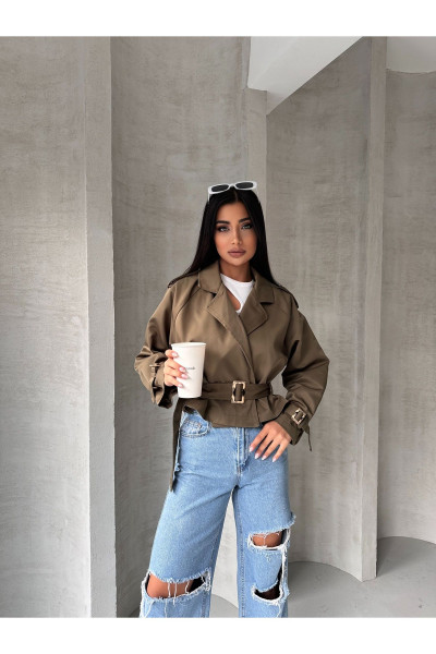 Su Geçirmez Oversize Kısa Trençkot Su Geçirmez Oversize Kısa Trençkot