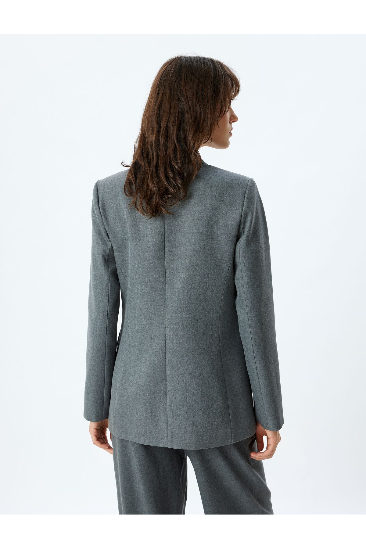 Kruvaze Blazer Ceket Kalça Boy Kapaklı Çift Cep Kruvaze Blazer Ceket Kalça Boy Kapaklı Çift Cep