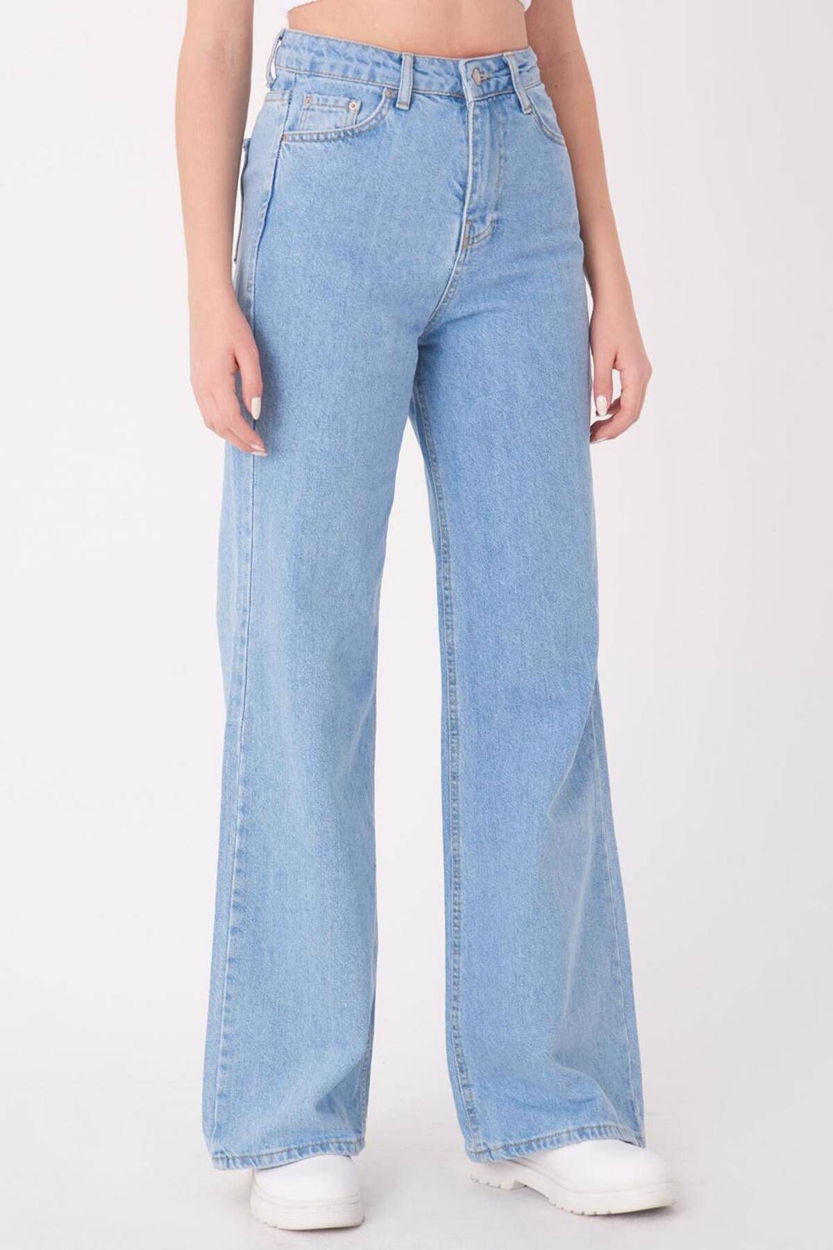 Yüksek Bel Wide Leg Jean Pantolon Pn7063 - Pnl