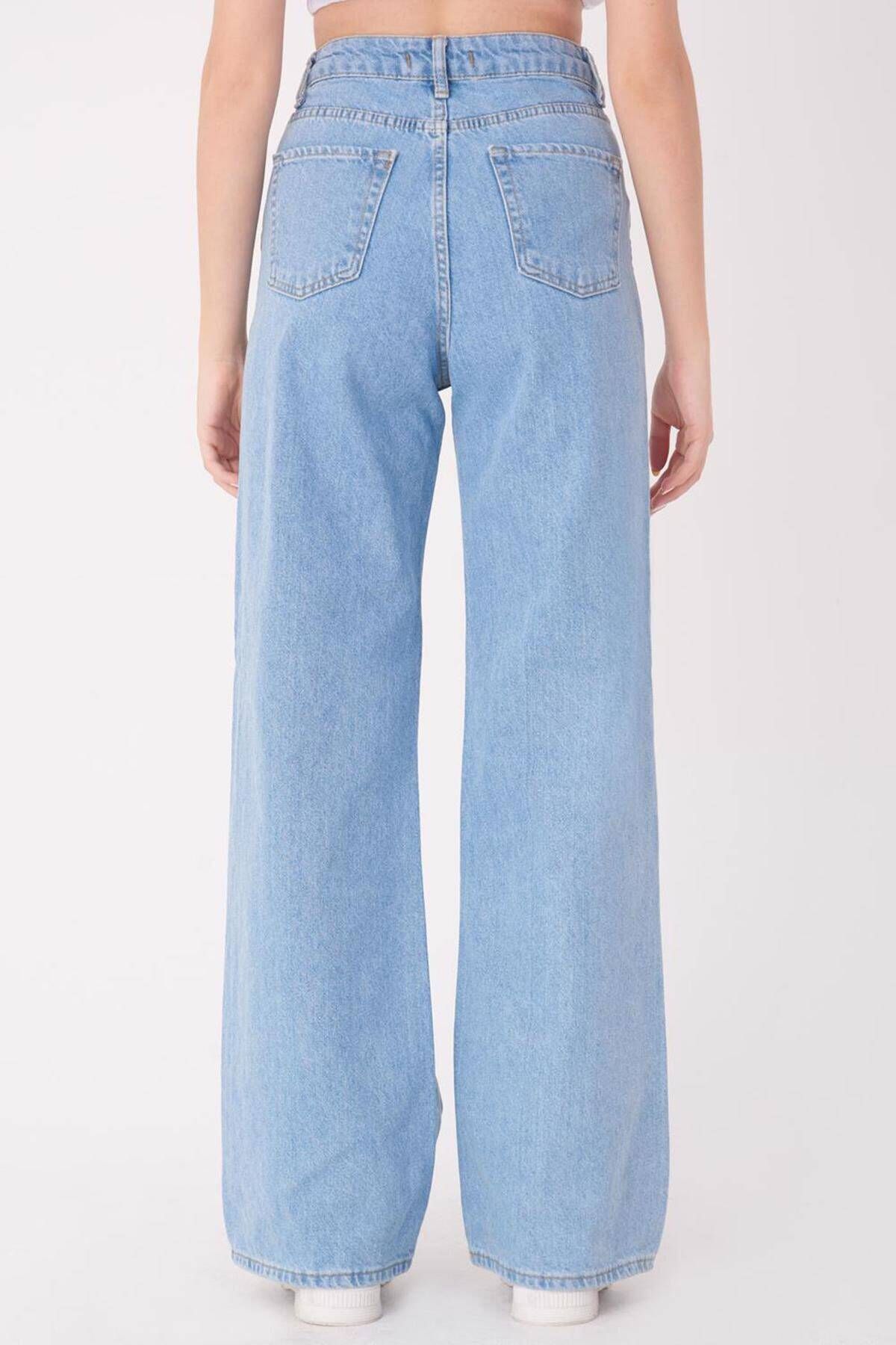 Yüksek Bel Wide Leg Jean Pantolon Pn7063 - Pnl