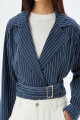 Lacivert Çizgili Kadın Ceket 5WAL50021MD Lacivert Çizgili Kadın Ceket 5WAL50021MD