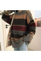 Mood Vintage Çizgi Detay Etnik Desenli Oversize Kazak Mood Vintage Çizgi Detay Etnik Desenli Oversize Kazak