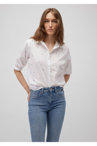 MAVİ KADIN UZUN KOL GÖMLEK Comfrey Leave Print 1210030-88007 MAVİ KADIN UZUN KOL GÖMLEK Comfrey Leave Print 1210030-88007