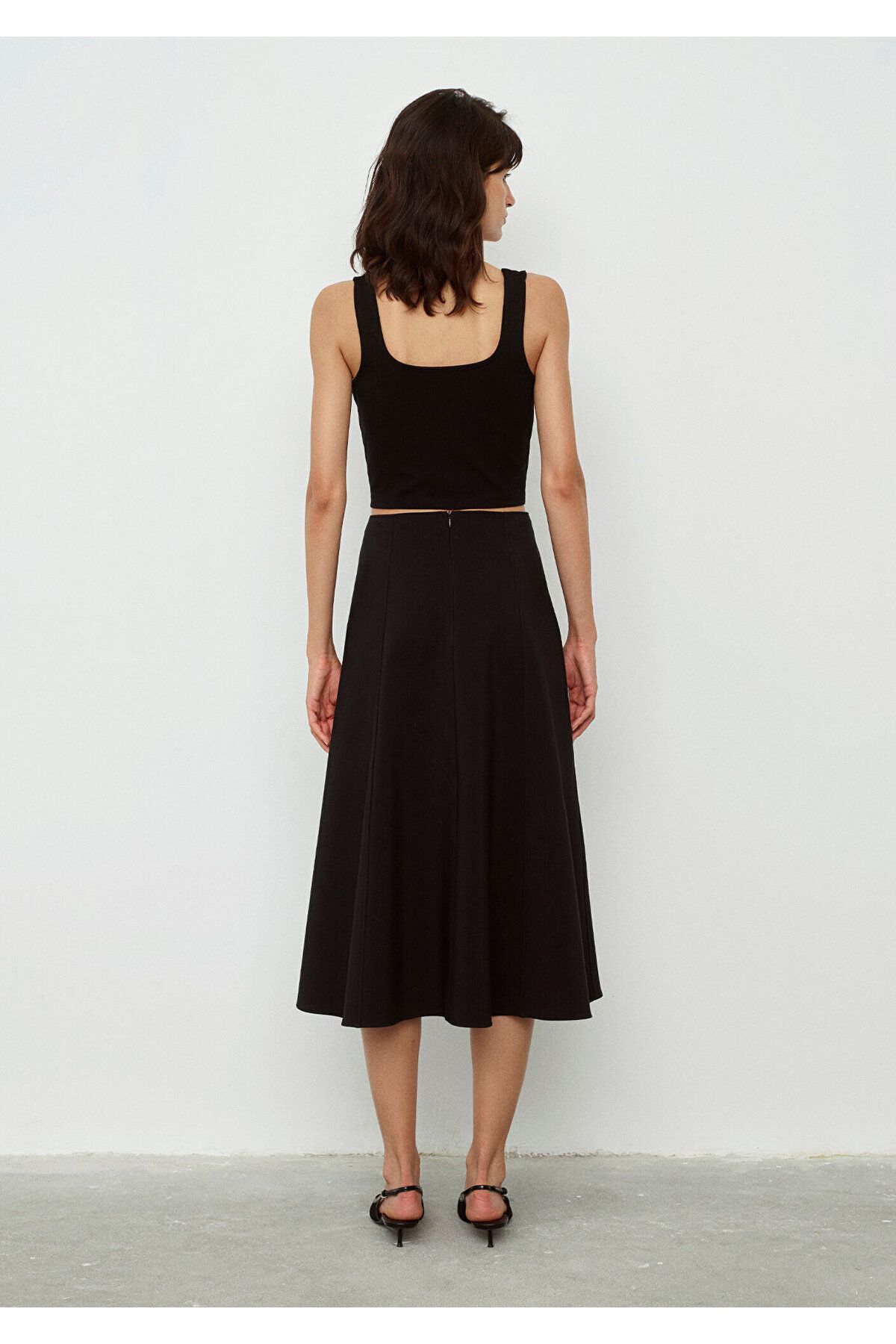Siyah Midi Poplin Etek 1310565-900 Siyah Midi Poplin Etek 1310565-900