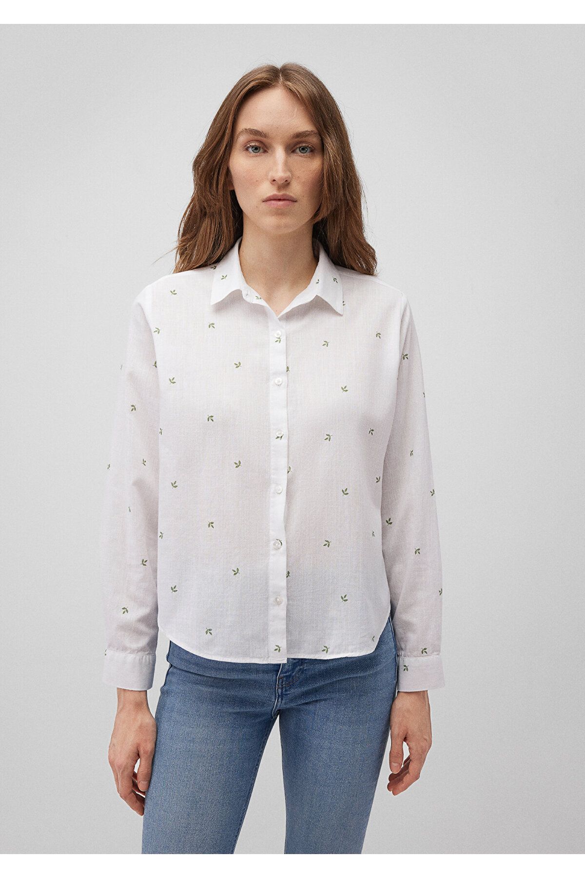 MAVİ KADIN UZUN KOL GÖMLEK Comfrey Leave Print 1210030-88007 MAVİ KADIN UZUN KOL GÖMLEK Comfrey Leave Print 1210030-88007