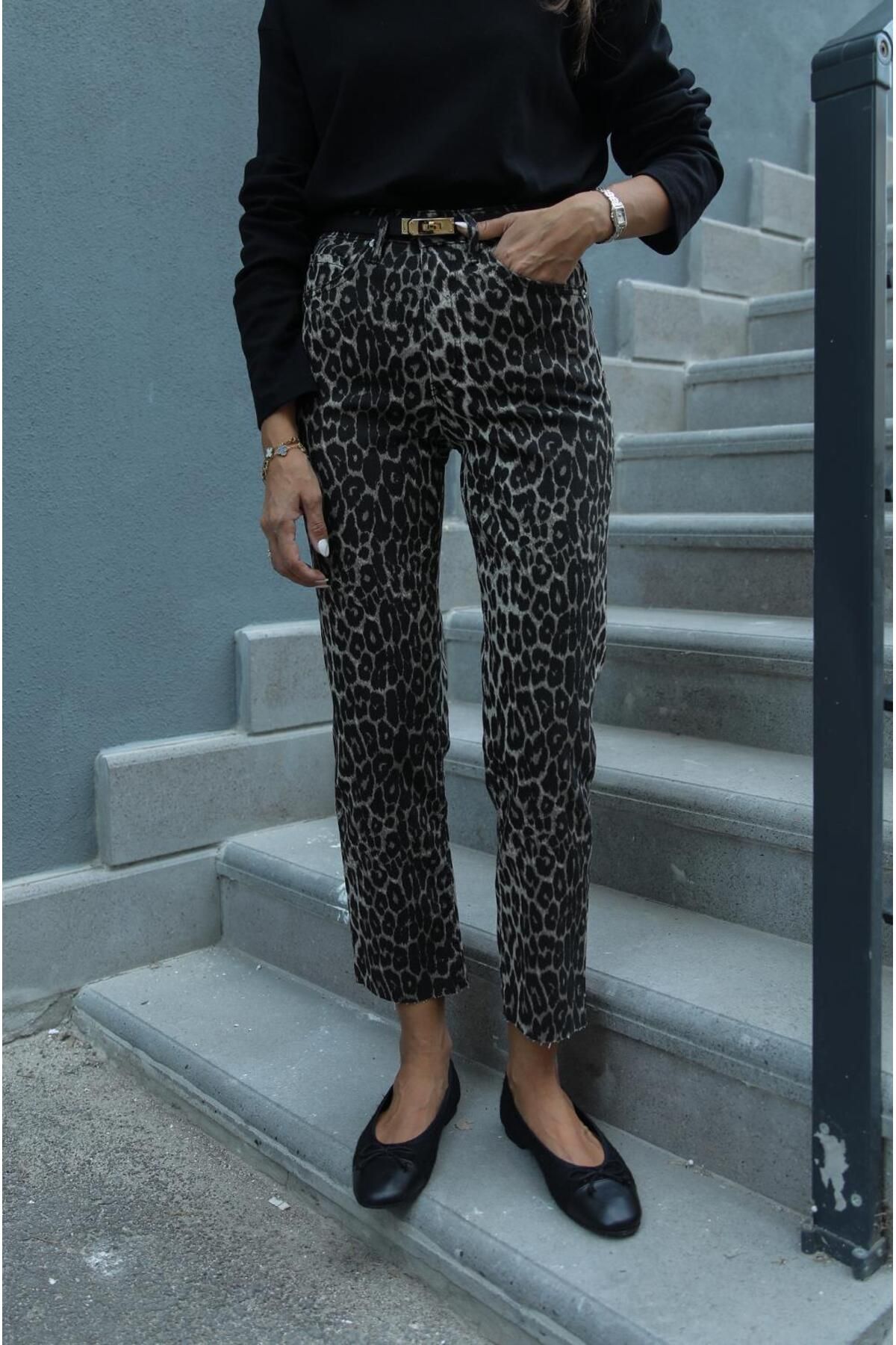 Kahve Leopar Boy Fit Jean Kahve Leopar Boy Fit Jean