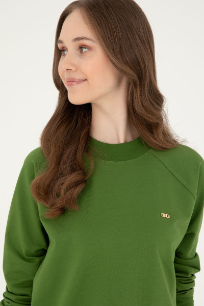 Kadın Yeşil Bisiklet Yaka Sweatshirt 50296903-vr054 Kadın Yeşil Bisiklet Yaka Sweatshirt 50296903-vr054