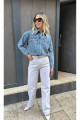 Taş Detaylı Kot Denim Ceket Taş Detaylı Kot Denim Ceket