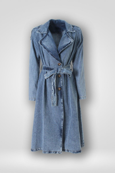 Kuşaklı Denim Trençkot Kuşaklı Denim Trençkot