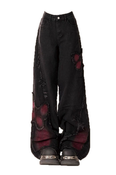 Y2k Kelebek Desenli Nakışlı Baggy Pantolon Y2k Kelebek Desenli Nakışlı Baggy Pantolon