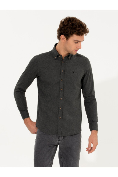 Siyah Slim Fit Uzun Kollu Gömlek 50256919-VR046 Siyah Slim Fit Uzun Kollu Gömlek 50256919-VR046