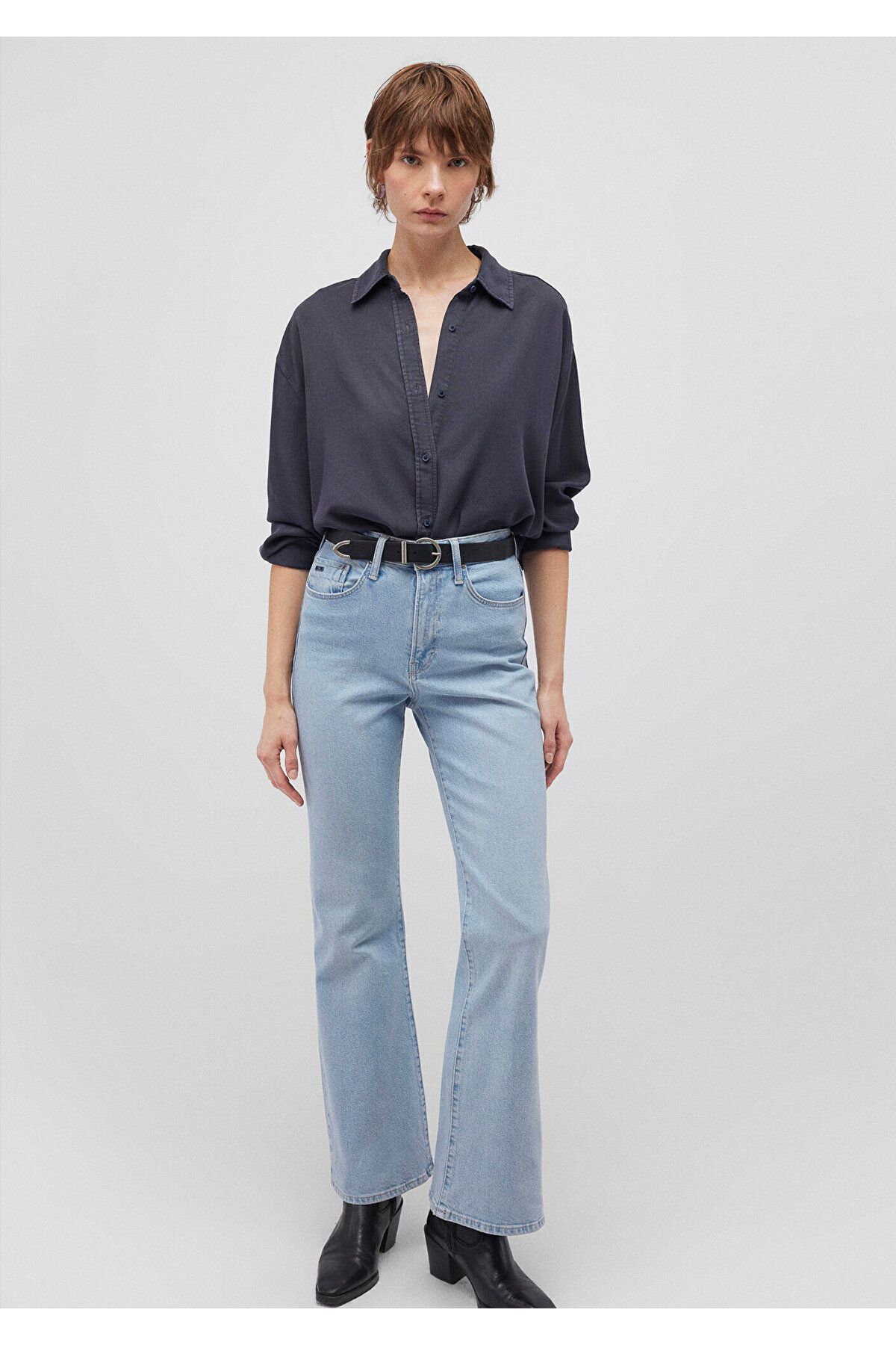 Lux Touch Tencel TM Mavi Lyocell Gömlek Oversize / Geniş Kesim 1210892-85315 Lux Touch Tencel TM Mavi Lyocell Gömlek Oversize / Geniş Kesim 1210892-85315