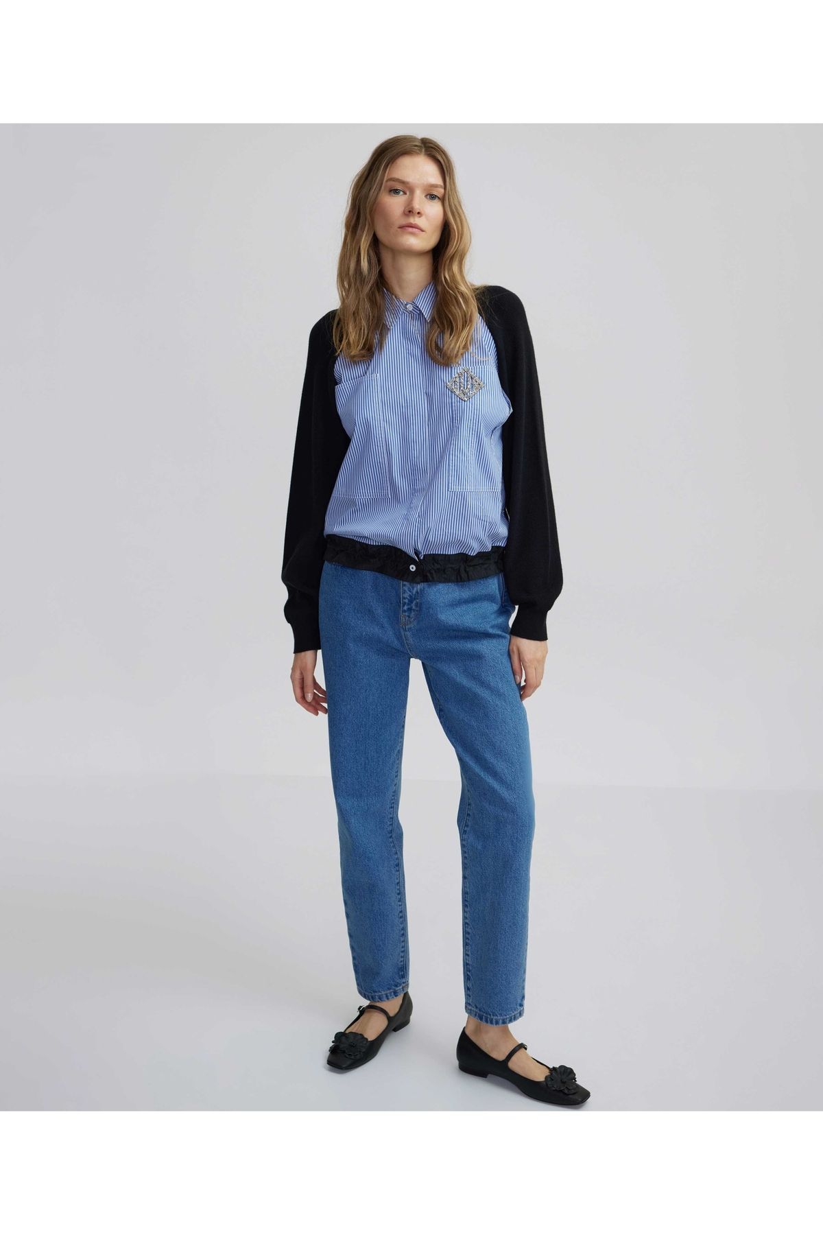 Triko mix çizgili gömlek Triko mix çizgili gömlek