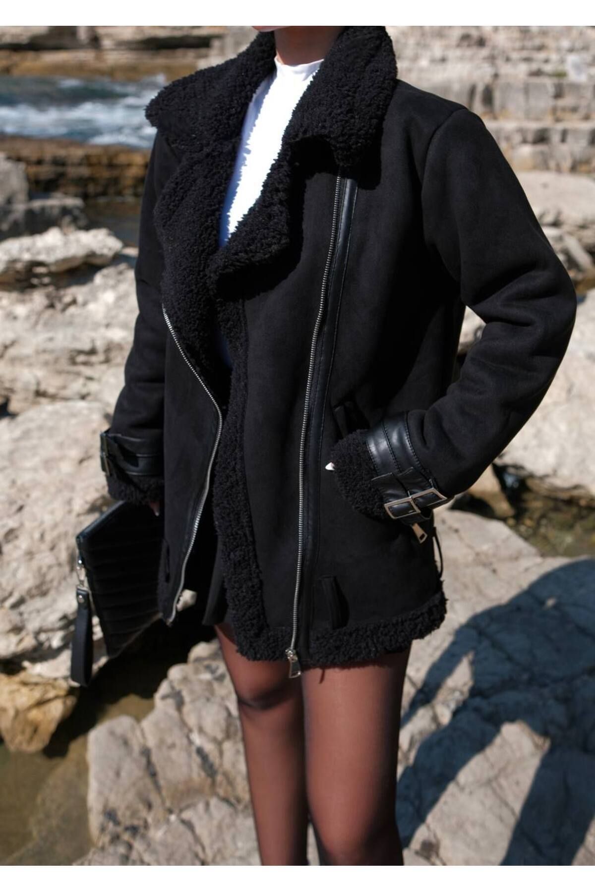 Yumoş Kaplama Ithal Süet Oversize Mont Yumoş Kaplama Ithal Süet Oversize Mont