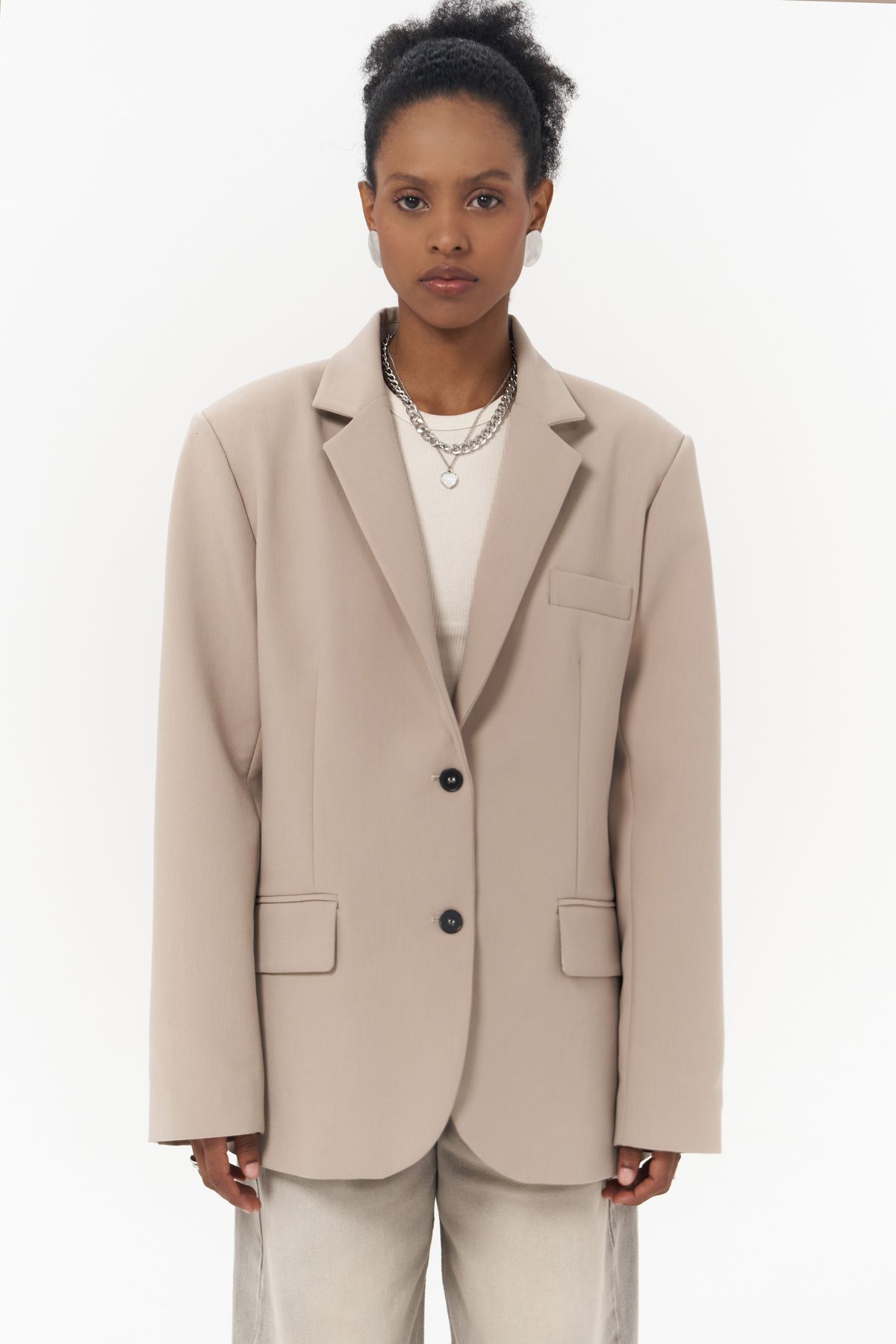 Mai Collection Emma Dikiş Detay Bej Blazer Mai Collection Emma Dikiş Detay Bej Blazer