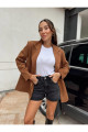 Kadın Süet Kumaş Astarlı Taba Blazer Ceket Kadın Süet Kumaş Astarlı Taba Blazer Ceket
