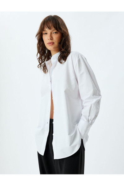 Oversize Poplin Gömlek Uzun Kollu Klasik Yaka Oversize Poplin Gömlek Uzun Kollu Klasik Yaka