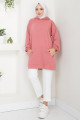 Kanguru Cepli Kapüşonlu Sweatshirt Tunik Gül Kurusu HM2510 Kanguru Cepli Kapüşonlu Sweatshirt Tunik Gül Kurusu HM2510