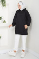 Kanguru Cepli Kapüşonlu Sweatshirt Tunik Siyah HM2510 Kanguru Cepli Kapüşonlu Sweatshirt Tunik Siyah HM2510