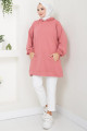Kanguru Cepli Kapüşonlu Sweatshirt Tunik Gül Kurusu HM2510 Kanguru Cepli Kapüşonlu Sweatshirt Tunik Gül Kurusu HM2510