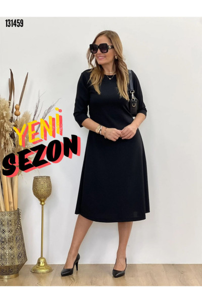 Kadın Uzun Kollu Krep Midi Elbise Kadın Uzun Kollu Krep Midi Elbise