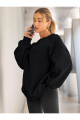 Kadın Bisiklet Yaka Basic Oversize Sweatshirt SİYAH