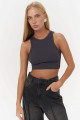 Mai Collection Fleur Fitilli Halter Yaka Antrasit Crop Mai Collection Fleur Fitilli Halter Yaka Antrasit Crop